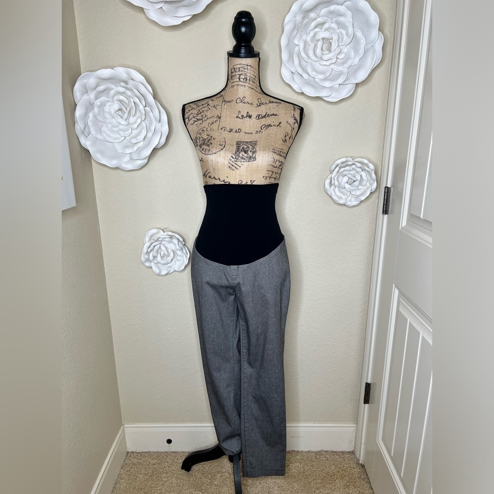 Motherhood Maternity Women’s Stretch Gray Secret Belly Straight Pants Sz Large - Picture 2 of 10